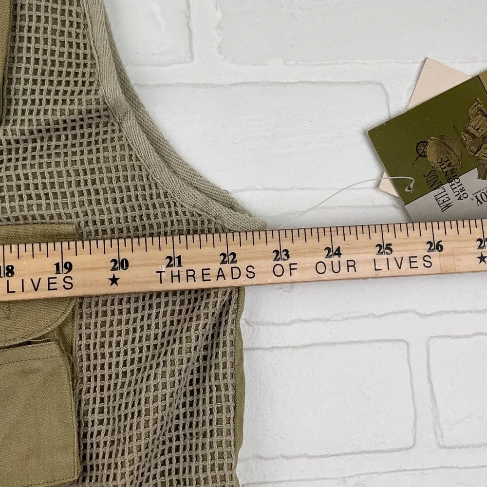 Bugle Boy Tactical Vest Men Large‎ Khaki Wetlands Zip Outdoor Fish Hunt  NWT